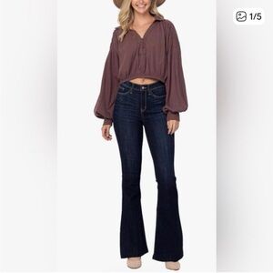 Judy Blue Dark Wash Mid Rise Flare Leg Jeans